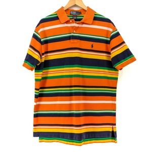 POLO Ralph Lauren Orange, Green, Blue, White Stripe SS Polo 90s Large